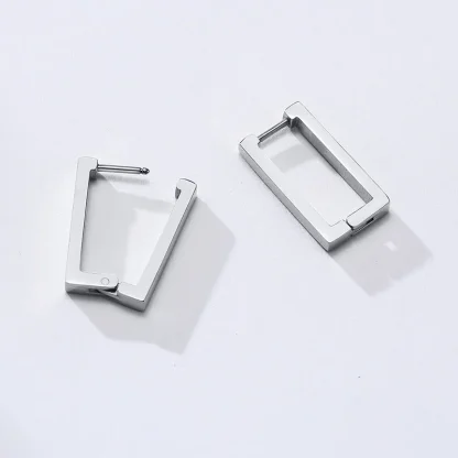 Minimal Hoop Earrings with Rectangular Shape - Image 3