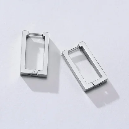 Minimal Hoop Earrings with Rectangular Shape - Image 4
