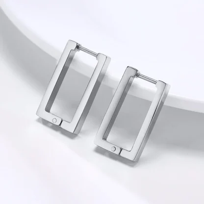 Minimal Hoop Earrings with Rectangular Shape - Image 2