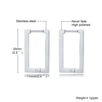 Minimal Hoop Earrings with Rectangular Shape - Image 5