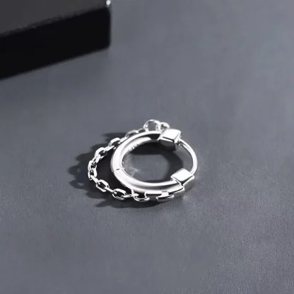Modern Hoop Earrings with Chain Design - Image 8