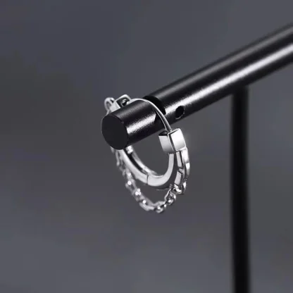 Modern Hoop Earrings with Chain Design - Image 7