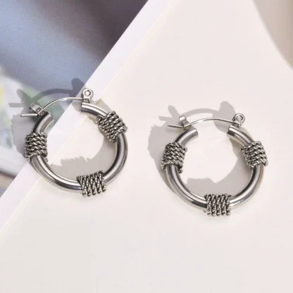 Hoop Earrings with Rope Decor Detailing - Image 4