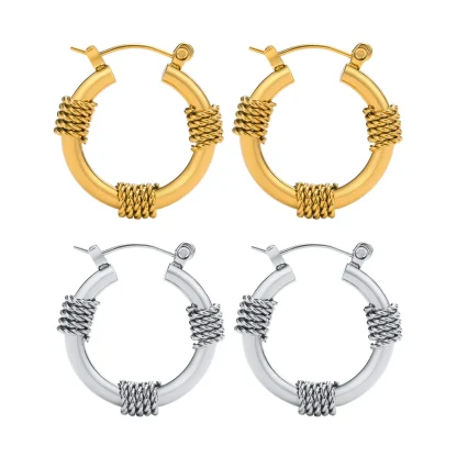 Hoop Earrings with Rope Decor Detailing - Image 7