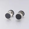 Stud Earring with Black Round Design - Image 5