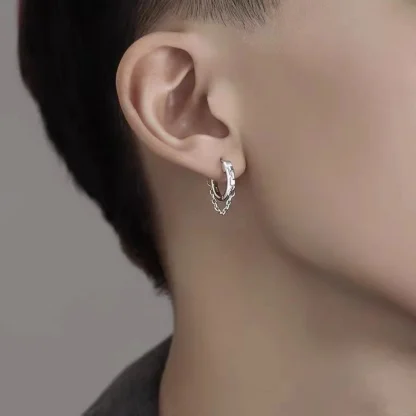Modern Hoop Earrings with Chain Design - Image 2