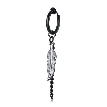 Black Hoop Earrings with Spike Dangle Design - Image 6