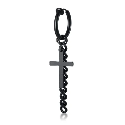 Black Hoop Earrings with Spike Dangle Design - Image 7