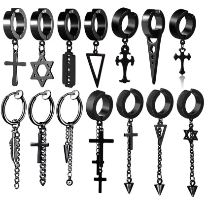 Chain Earrings with Multiple Cross Charm - Image 9