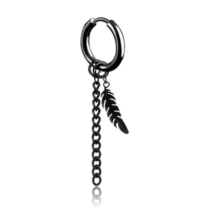 Chain Hoop Earrings with Bar Dangle - Image 7