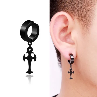 Chain Earrings with Multiple Cross Charm - Image 8