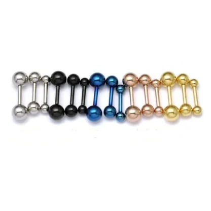 Barbell Ball Earrings with Shiny Finish - Image 2