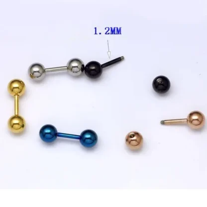 Barbell Ball Earrings with Shiny Finish - Image 6