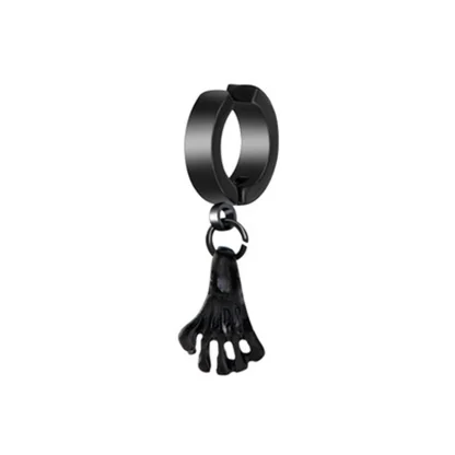Black Hoop Earrings with Spike Dangle Design - Image 9