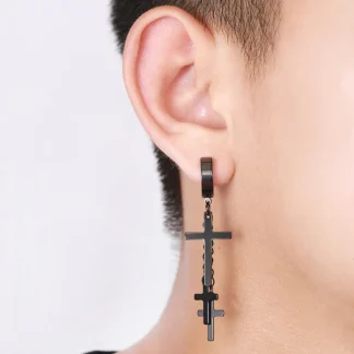 Chain Earrings with Multiple Cross Charm