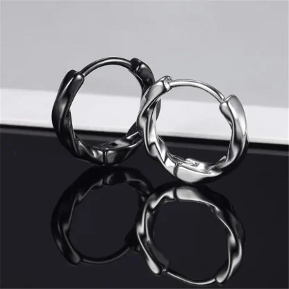 Geometric Hoop Earrings with Wave Design - Image 6