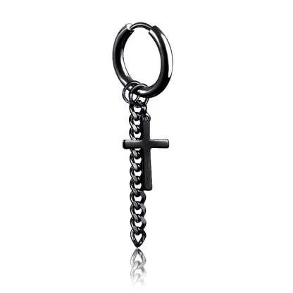 Chain Hoop Earrings with Bar Dangle - Image 8