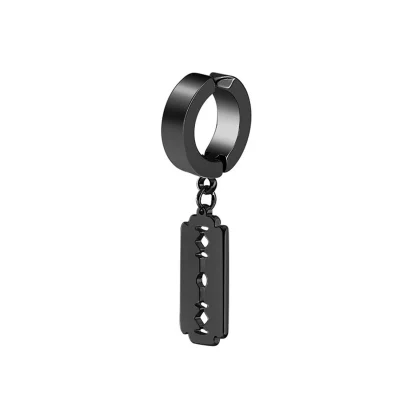 Black Hoop Earrings with Spike Dangle Design - Image 12