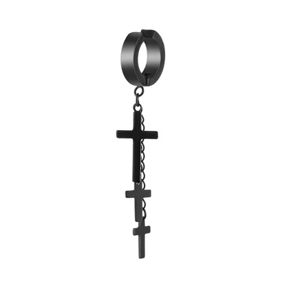 Black Hoop Earrings with Spike Dangle Design - Image 10