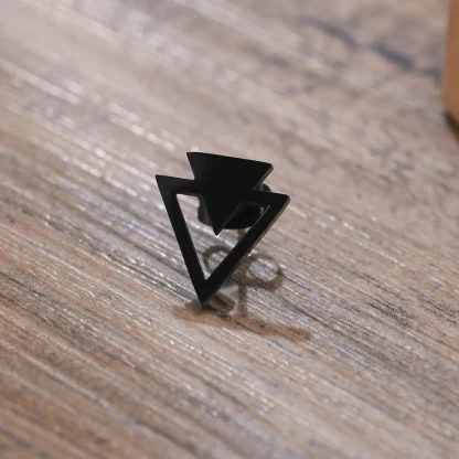 Double Triangle Geometric Stud Earrings - Image 6