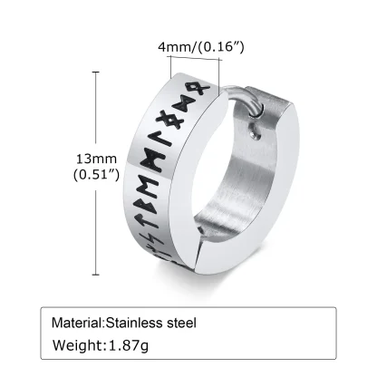 Huggie Earrings with Viking Lettering Design - Image 7