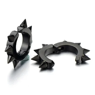 Punk Hoop Earrings with Spike Design