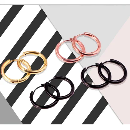 Thin Elegant Plain Hoop Earrings - Image 2