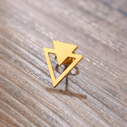 Double Triangle Geometric Stud Earrings - Image 7