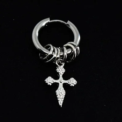 Gothic Hoop Earring with Skeleton Dangle - Image 5