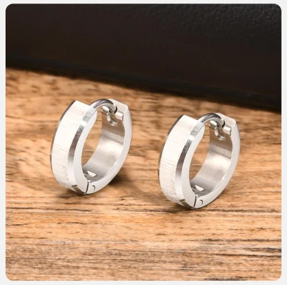 Sleek Hoop Earrings with Silver-toned Design - Image 6