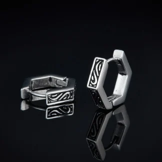 Trendy Huggie Earrings with Geometric Design