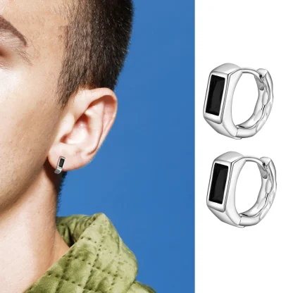 Geometric Earrings with Rectangular Black - Image 3
