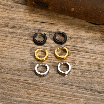 Sleek Geometric Solid Huggie Earrings - Image 6