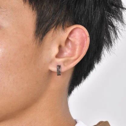 Geometric Huggie Earrings with Hollow Out - Image 5