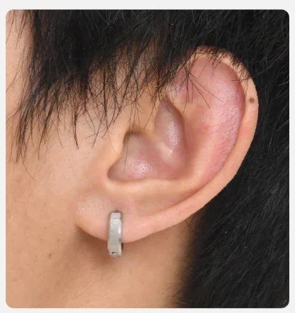 Sleek Hoop Earrings with Silver-toned Design - Image 2