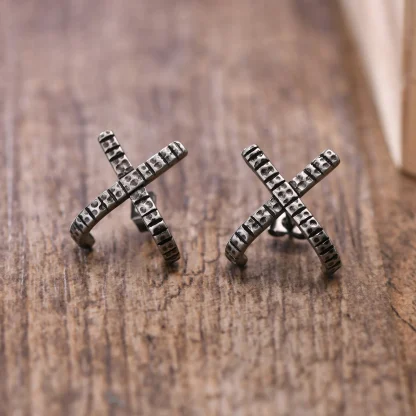 Stud Earrings with Geometric Triangle Design - Image 7
