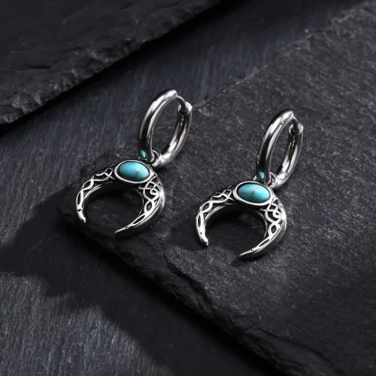Hoop Earrings with Half Moon Dangle Design - Image 6