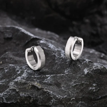 Sleek Hoop Earrings with Silver-toned Design - Image 4