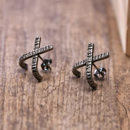 Stud Earrings with Geometric Triangle Design - Image 9