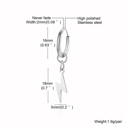 Huggie Earrings with Lightning Bolt Charm - Image 6
