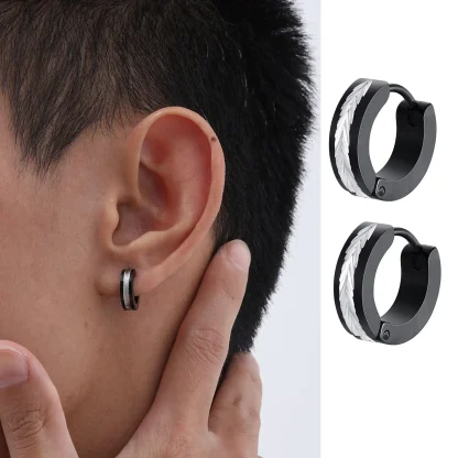 Two Tone Huggie Earrings with Stylish Design - Image 2