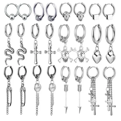 Chain Dangle Earrings with Geometric Design - Image 5