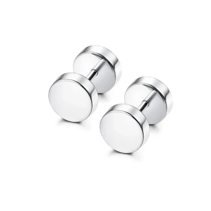 Shiny Stud Earrings with Iridescent Finish - Image 8