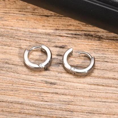 Sleek Hoop Earrings with Silver-toned Design - Image 5