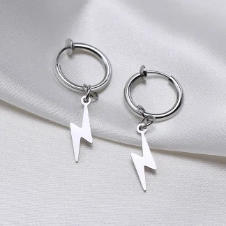 Huggie Earrings with Lightning Bolt Charm