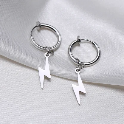 Huggie Earrings with Lightning Bolt Charm