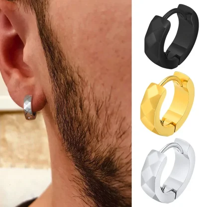 Sleek Geometric Solid Huggie Earrings - Image 9