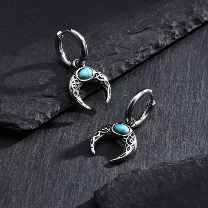 Hoop Earrings with Half Moon Dangle Design - Image 7