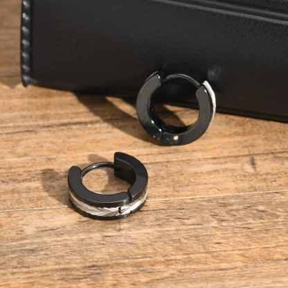 Two Tone Huggie Earrings with Stylish Design - Image 5