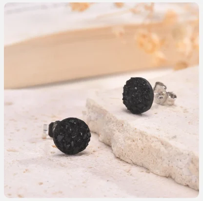 Luxury Black Crystal-like Stud Earrings - Image 7